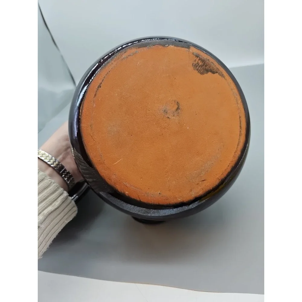 Bean Pot With Lid Crock Brown Glazed Ceramic Pottery Stoneware